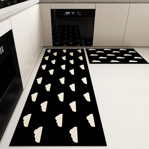 ZFFOZZ Küchenmatten für den Boden, Küchenteppiche rutschfest, waschbar schmutzabweisend Bequeme Stehmatten für die Dekoration von Küchenwaschbecken(Style7,20 * 32in+20 * 47in) von ZFFOZZ