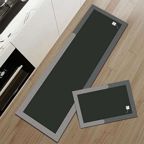 ZFFOZZ Küchenmatten für den Boden, rutschfeste Bodenkomfortmatten Waschbar Kieselgur Wasserdicht Absorbierend Schnell Trocken für Küche Boden Büro(Gray,16 * 24in+16 * 47in) von ZFFOZZ