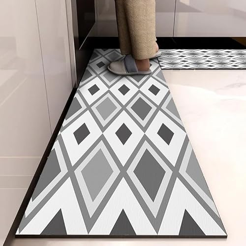 ZFFOZZ rutschfeste Küchenmatte Küchenteppich Set, Wasserdichtes Haus gepolstert Kieselgur Matten Waschbar Matten und Teppiche für Küche Flur(Style3,18 * 28in+18 * 47in) von ZFFOZZ