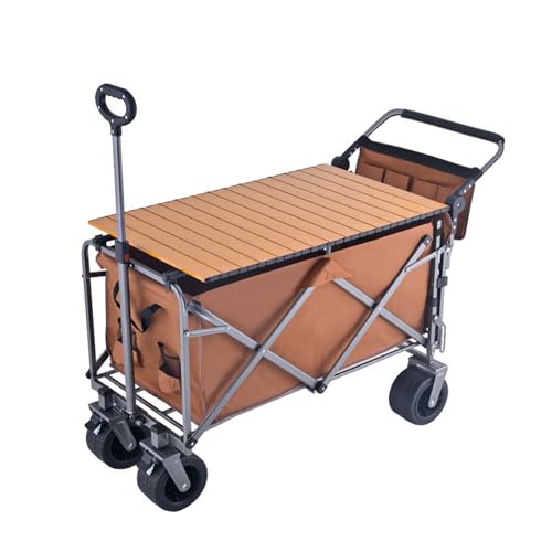 ZFFSCD Campingauto Faltbare Outdoor, Campinganhänger, Robuster und Langlebiger Rahmen, Strandkarren mit Großer Kapazität, für Camping(Size:b,Color:Coffee) von ZFFSCD