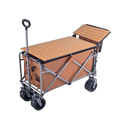 ZFFSCD Campingauto Faltbare Outdoor, Campinganhänger, Robuster und Langlebiger Rahmen, Strandkarren mit Großer Kapazität, für Camping(Size:c,Color:Coffee) von ZFFSCD
