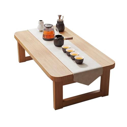 ZFFSCD Niedriger Couchtisch klappbar, Japanischer Bodentisch, Tragbarer Vintage-Tee-Schreibtisch für Tatami, Schlafzimmer, Erkerfenster(Size:80 * 45 * 35cm,Color:Holzfarbe) von ZFFSCD