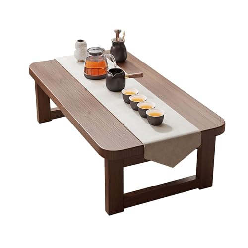 ZFFSCD Niedriger Couchtisch klappbar, Japanischer Bodentisch, Tragbarer Vintage-Tee-Schreibtisch für Tatami, Schlafzimmer, Erkerfenster(Size:80 * 45 * 35cm,Color:Rot Walnussfarbe) von ZFFSCD