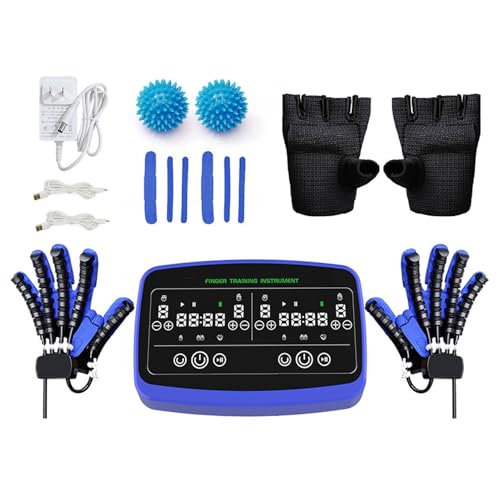 ZFFSCD Zweihand-Rehabilitationsroboterhandschuhe, Sechs Luftpumpenmotoren, mit Spiegelmodus, für Schlaganfall, Hemiplegie(Size:L,Color:Blue) von ZFFSCD