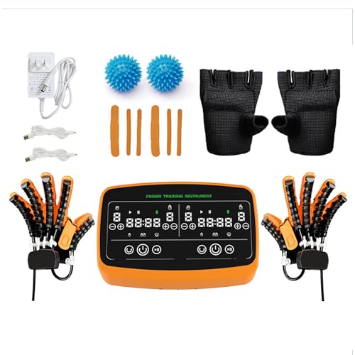 ZFFSCD Zweihand-Rehabilitationsroboterhandschuhe, Sechs Luftpumpenmotoren, mit Spiegelmodus, für Schlaganfall, Hemiplegie(Size:L,Color:orange) von ZFFSCD