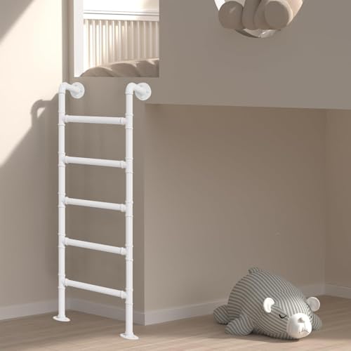 ZFGOJNBH An der Wand montierte Metallleiter für Etagenbetten – weiße Notausstiegsleiter aus Schmiedeeisen für Fensterschacht-Trittleitern, robuste Mehrzweck-Geradeleitern (240 cm) von ZFGOJNBH