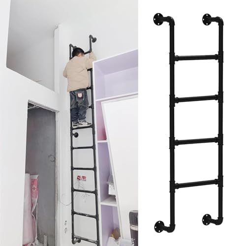 ZFGOJNBH An der Wand montierte Trittleiter aus Metall für den Dachboden, Etagenbettleiter aus industriellem Eisenrohr, robuste Fensterleiter zum Aussteigen, Kletterleitern für drinnen und draußen, Tr ZFGOJNBH An der Wand montierte Trittleiter aus Metall für den Dachboden, Etagenbettleiter aus industriellem Eisenrohr, robuste Fensterleiter zum Aussteigen, Kletterleitern für drinnen und draußen, Tr von ZFGOJNBH