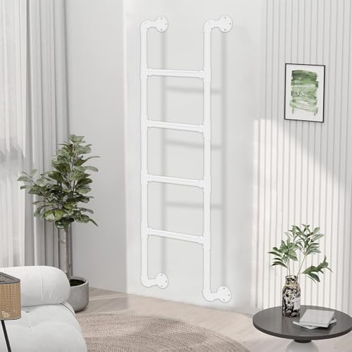 ZFGOJNBH Hochleistungs-Ausstiegsleiter für Fensterschacht – 100 cm – 300 cm, wandmontierte Metalltrittleiter für Dachbodenkletterleitern, Notleitern aus Metalleisenrohr – Weiß (140 cm) von ZFGOJNBH
