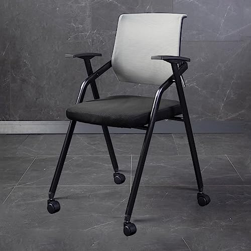 ZFGOJNBH Konferenzstühle mit Rollen, ergonomischer Bürostuhl, Klappstuhl für Zuhause, Schule, Schulungsraum, Wartezimmer, Netz-Stapelstuhl, Armstühle (Farbe: Grau) von ZFGOJNBH