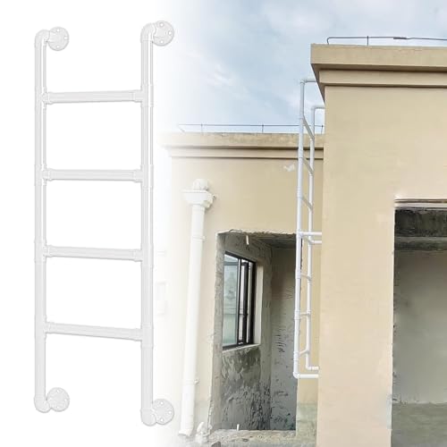 ZFGOJNBH Notausstiegsleiter für Fensterschacht, an der Wand montierte Metall-Hochbettleiter, Hochleistungs-Etagenleiter, schmiedeeiserne Feuerleiter für Keller, Bibliothek, Dachbalkon (165 cm) von ZFGOJNBH