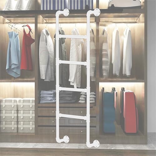 ZFGOJNBH Robuste Notausgangsleiter für Fensterschacht, Metall-Hochbett/Schlafsaal, Wohnmobilbett, Trittleiter, wandmontierte Sicherheitsgeländerleiter, anpassbare Größe, weiß (125 cm) von ZFGOJNBH