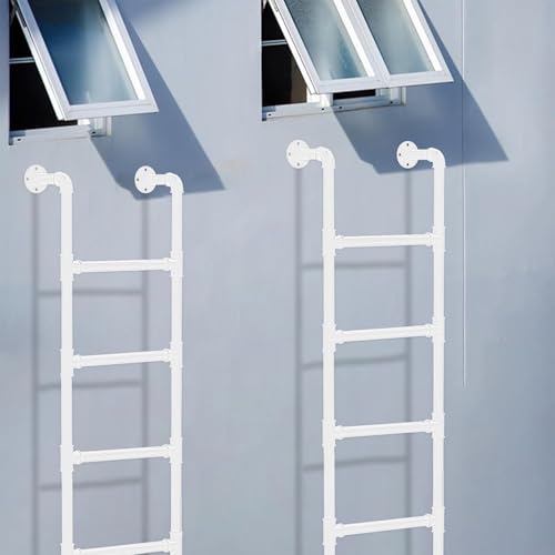 ZFGOJNBH Wandmontierte Kellerausstiegsleiter - 100 cm - 300 cm Metalleisenrohr-Fensterschachtleiter, Mehrzweck-Hochleistungs-Dachboden-Trittleiter für die Sicherheit im Notfall zu Hause (135 cm) von ZFGOJNBH