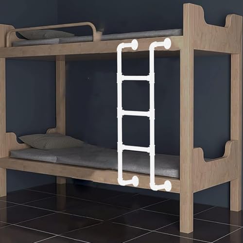 ZFGOJNBH Weiße Metall-Hochbettleiter zur Wandmontage, industrielle Eisen-Etagenbettleiter, Eingangs- und Ausstiegsleiter, Feuerleiter für Notfälle, Sicherheitskletterleitern (210 cm) von ZFGOJNBH