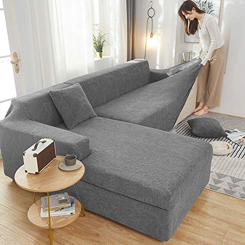 Super Thicken sofabezug L Form Wasserdicht für Haustiere Kinder,L-Form Couchbezüge für Schnitt für 1/2/3/4 Sitzer,Sofa Schonbezug wasserdicht für Wohnzimmer,Loveseat Bezüge Möbelschutz(Grau)(Co von ZFHNYJWKL