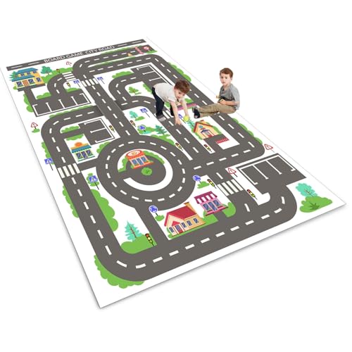 ZFHNYJWKL Kinder spielteppich Auto Jungen & Mädchen Teppich Straßenteppich Bauteppich Stadtstadt Lernbereich Teppich Pädagogischer Antirutsch für Kinderzimmer Grau Blau Grün(F,120X180CM) von ZFHNYJWKL