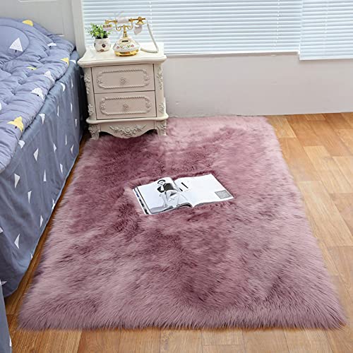 ZFHTAO Lammfell Schaffell Teppich Bettvorleger Modern kunstfell Fell Bettvorleger Teppich Lammfellimitat Bodenmatte Als Bettvorleger oder Matte Anpassbare - Lila 100x200cm von ZFHTAO