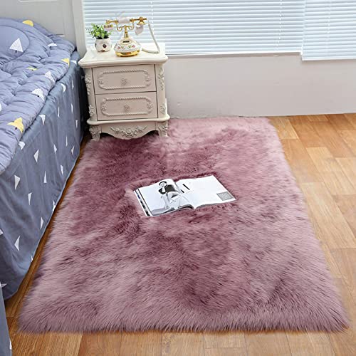 ZFHTAO Shaggy Kunstfell Schaffell Vorleger oder Matte Kunstfell Dekofell Lammfellimitat Teppich Kunstfell-Fleece Flauschig rutschfest Yoga-Teppich Anpassbare - Lila 120x200cm von ZFHTAO