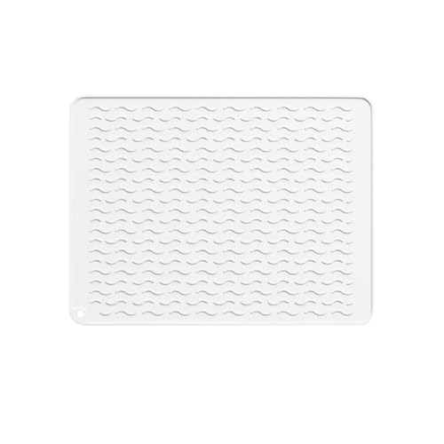 Abtropfmatte aus Silikon, hochtemperaturbeständig, Küchenspüle, Abtropfmatte aus Silikon, Verbrühschutz for die Küche, Isoliermatte(White) von ZFIHAV