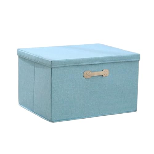 Faltbare Aufbewahrungsbox Baumwolle Leinen Falten Aufbewahrungsbox Mit Deckel Schrank Schublade Kleidung Bücher Spielzeug Kleinigkeiten Quilts Organizer Wäschekorb for Kleiderschrank(Blue,30L(40 30 25 von ZFIHAV