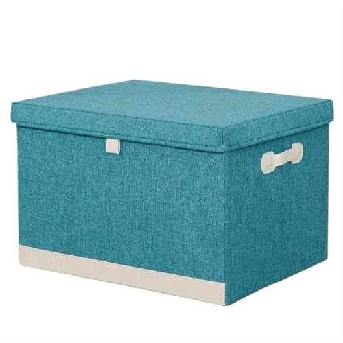 Faltbare Aufbewahrungsbox Baumwolle Leinen Falten Aufbewahrungsbox Mit Deckel Schrank Schublade Kleidung Bücher Spielzeug Kleinigkeiten Quilts Organizer Wäschekorb for Kleiderschrank(Green style2,45L( von ZFIHAV