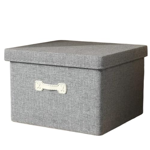 Faltbare Aufbewahrungsbox Baumwolle Leinen Falten Aufbewahrungsbox Mit Deckel Schrank Schublade Kleidung Bücher Spielzeug Kleinigkeiten Quilts Organizer Wäschekorb for Kleiderschrank(Grey,30L(40 30 25 von ZFIHAV