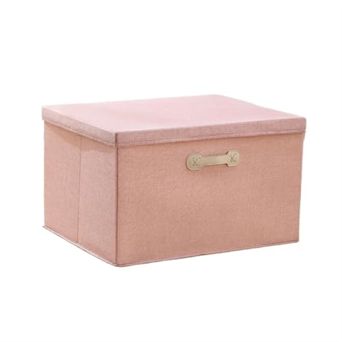Faltbare Aufbewahrungsbox Baumwolle Leinen Falten Aufbewahrungsbox Mit Deckel Schrank Schublade Kleidung Bücher Spielzeug Kleinigkeiten Quilts Organizer Wäschekorb for Kleiderschrank(Pink,18L(35 28 18 von ZFIHAV