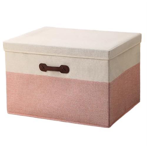 Faltbare Aufbewahrungsbox Baumwolle Leinen Falten Aufbewahrungsbox Mit Deckel Schrank Schublade Kleidung Bücher Spielzeug Kleinigkeiten Quilts Organizer Wäschekorb for Kleiderschrank(Pink style3,30L(4 von ZFIHAV