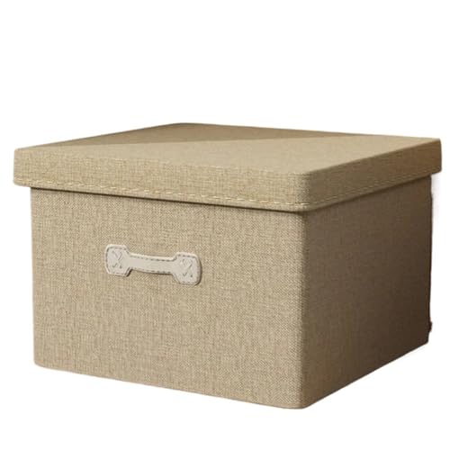 Faltbare Aufbewahrungsbox Baumwolle Leinen Falten Aufbewahrungsbox Mit Deckel Schrank Schublade Kleidung Bücher Spielzeug Kleinigkeiten Quilts Organizer Wäschekorb for Kleiderschrank(Wheat yellow,30L( von ZFIHAV