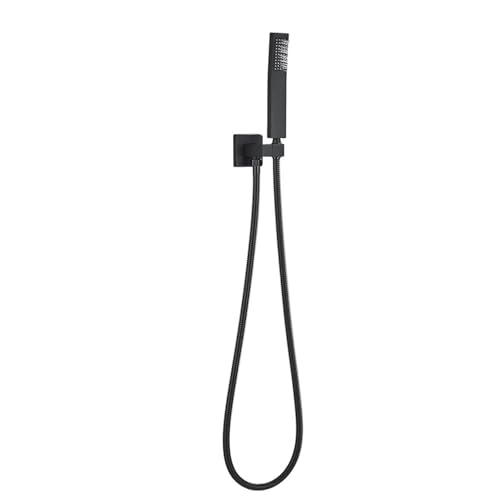 Handbrausekopf 150 cm Edelstahl Duschschlauch Duscharmatur Sprühkopf Wandmontage Wasserhahn Zubehör(Black) von ZFIHAV
