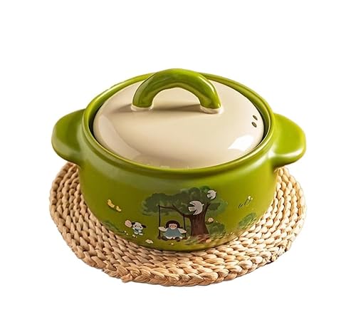 Kasserolle Auflauf for den Haushalt, hohe Temperatur, trockenes Brennen, ohne zu knacken, Suppentopf, Keramiktopf, Gasherd, spezieller Auflauftopf(3.5L) von ZFIHAV