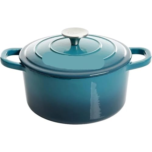 Kasserolle Auflaufformen Artisan Ovaler emaillierter Gusseisenofen, runde Auflaufform aus Gusseisen, 7 Quart(Blue) von ZFIHAV