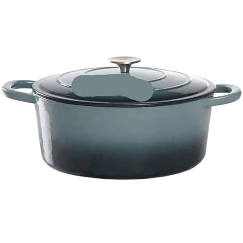 Kasserolle Auflaufformen Artisan Ovaler emaillierter Gusseisenofen, runde Auflaufform aus Gusseisen, 7 Quart(Gray) von ZFIHAV