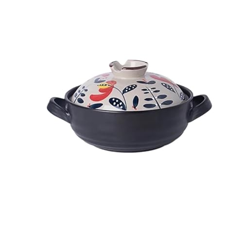 Kasserolle Kleine Auflauftöpfe aus Keramik mit flachem Mund, Haushaltsauflaufformen, hochtemperaturbeständig, Suppentopf(2.5L-A) von ZFIHAV