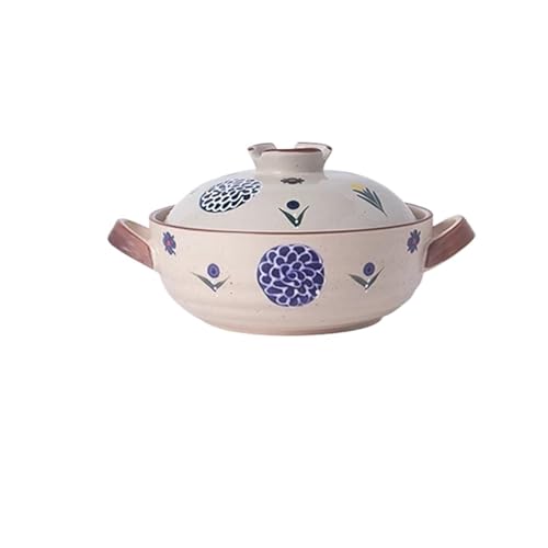 Kasserolle Kleine Auflauftöpfe aus Keramik mit flachem Mund, Haushaltsauflaufformen, hochtemperaturbeständig, Suppentopf(2.5L-B) von ZFIHAV
