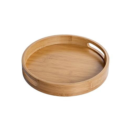Serviertablett Rundes Serviertablett aus Holz for Party, Esszimmer, Zuhause, Aufbewahrungstablett for Kaffee, Tee, Snacks Serviertablett Rundes Serviertablett aus Holz for Party, Esszimmer, Zuhause, Aufbewahrungstablett for Kaffee, Tee, Snacks von ZFIHAV