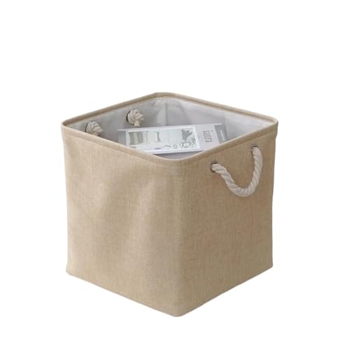 ZFIHAV Faltbare Aufbewahrungsbox 4 stücke 33 * 33 * 33 cm Große Kapazität Leinen Lagerung Korb Faltbare Wäschekorb for Kleidung Einfache Tuch lagerung Box(Khaki) von ZFIHAV