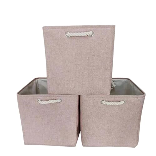 ZFIHAV Faltbare Aufbewahrungsbox 4 stücke 33 * 33 * 33 cm Große Kapazität Leinen Lagerung Korb Faltbare Wäschekorb for Kleidung Einfache Tuch lagerung Box(Pink) von ZFIHAV
