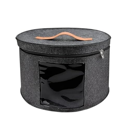 ZFIHAV Hutschachtel Hut Lagerung Box Staubdicht Fall Haushalt Runde Filz Lagerung Hüte Eimer Kleidung Organizer Mit Reißverschluss Deckel Reisetaschen(Dark Gray) von ZFIHAV