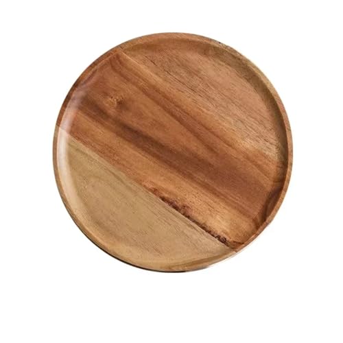 ZFIHAV Serviertablett 2 stücke Holz Abendessen Platten Haushalt Runde Kaffee Tablett Schmuckstück Gericht Hause Vintage Dessert Tabletts Dekorative Gerichte(25cm) von ZFIHAV