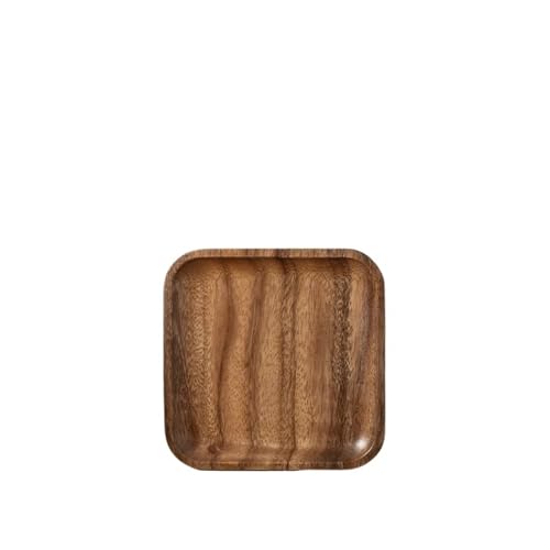 ZFIHAV Serviertablett 2 stücke Holz Tablett Massivholz Tee Tablett Tablett Kaffee Nachmittag Tee Dessert Tray Home Küche Dekoration Tablett(C 18X18CM) von ZFIHAV