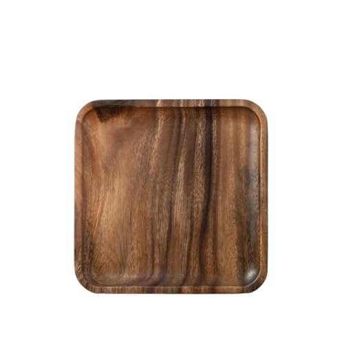 ZFIHAV Serviertablett 2 stücke Holz Tablett Massivholz Tee Tablett Tablett Kaffee Nachmittag Tee Dessert Tray Home Küche Dekoration Tablett(E 25X25CM) von ZFIHAV