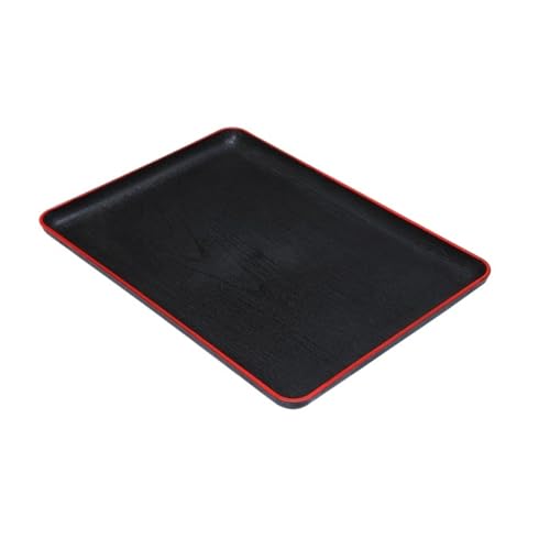 ZFIHAV Serviertablett 3 stücke Kunststoff Rechteckigen Tablett Schwarz Holzmaserung Ablage Geschirr Tasse Lagerung Frühstück Brot Teller Küche Liefert(35 * 25cm) von ZFIHAV
