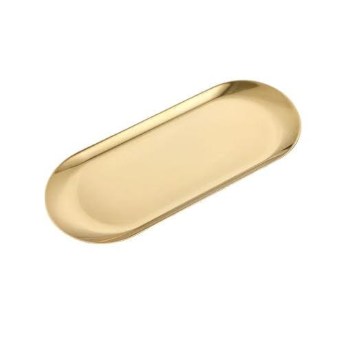 ZFIHAV Serviertablett 4 stücke Edelstahl Kosmetische Ablage Falsche Nägel Gericht Werkzeuge Ablage Teller Docoration Tablett(Gold-M) von ZFIHAV