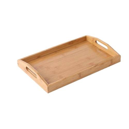 ZFIHAV Serviertablett Hölzernes rechteckiges Tee-Massivholz-Tablett, Serviertablett, hölzerner Hotel-Essteller(38 * 25 * 5cm) von ZFIHAV