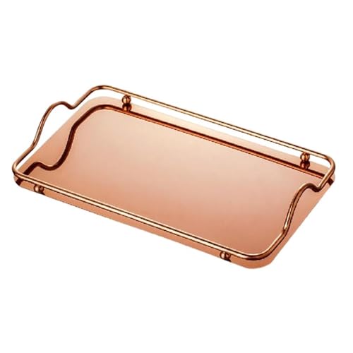 ZFIHAV Serviertablett Rechteckiger Obstteller, Heimdekoration, Dessert, Süßigkeiten, Tisch, Schmuck, Serviertablett for Kommode, Badezimmer, Zuhause(Rose Gold) von ZFIHAV