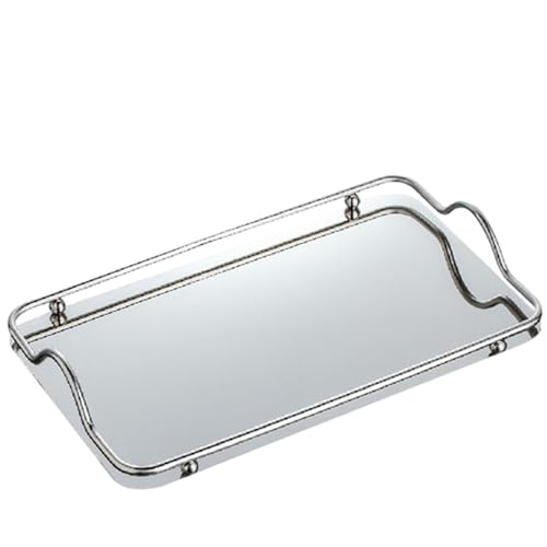 ZFIHAV Serviertablett Rechteckiger Obstteller, Heimdekoration, Dessert, Süßigkeiten, Tisch, Schmuck, Serviertablett for Kommode, Badezimmer, Zuhause(Silver) von ZFIHAV