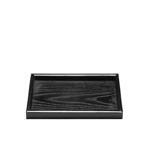 ZFIHAV Serviertablett Schwarzes Teetablett aus massivem Holz, Servierteller, Nachmittagstee-Desserttablett, Retro-Teeservice-Tablett(Square 22X15X2cm) von ZFIHAV