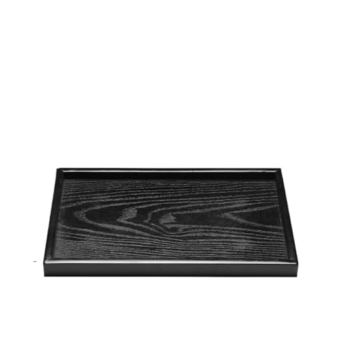 ZFIHAV Serviertablett Schwarzes Teetablett aus massivem Holz, Servierteller, Nachmittagstee-Desserttablett, Retro-Teeservice-Tablett(Square 30X20X2cm) von ZFIHAV