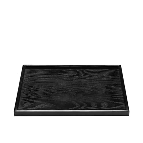 ZFIHAV Serviertablett Schwarzes Teetablett aus massivem Holz, Servierteller, Nachmittagstee-Desserttablett, Retro-Teeservice-Tablett(Square 36X27X2cm) von ZFIHAV