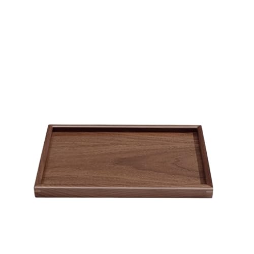 ZFIHAV Serviertablett Tablett aus Walnussholz, rechteckiges Haushalts-Teetablett, Obstteller, Kaffee-Serviertablett aus massivem Holz(30 * 20 * 2.2cm) von ZFIHAV